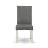 East West Furniture Modern Table Set- A Round Kitchen Table and Gray Linen Fabric Parsons Chairs, Linen White(Pieces Options)