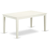 East West Furniture Modern Table Set- a Kitchen Table and Light Beige Linen Fabric Chairs, Linen White(Pieces Options)