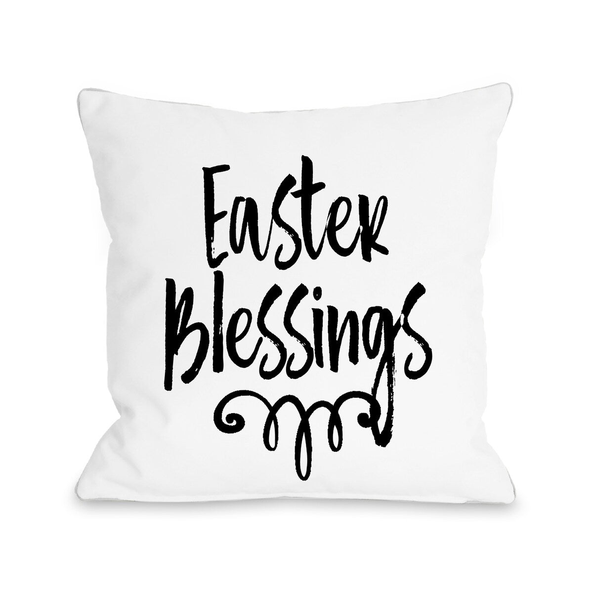 Easter Blessings Typography - Black Throw Pillow