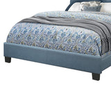 Eastern King Bed with Fabric Wrapped Frame and Panel Headboard, Blue
