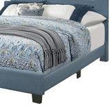 Eastern King Bed with Fabric Wrapped Frame and Panel Headboard, Blue