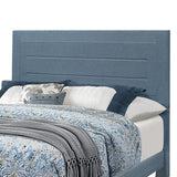 Eastern King Bed with Fabric Wrapped Frame and Panel Headboard, Blue