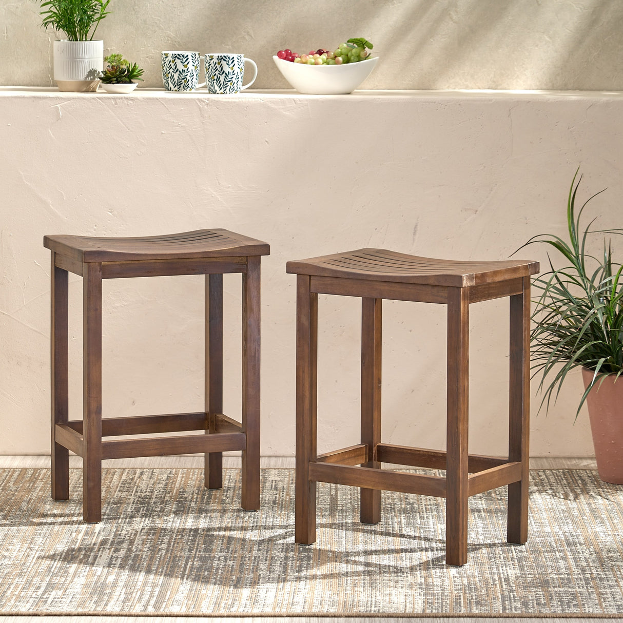 Easton 24-inch Slat Counter Stool (Set of 2) by Christopher Knight Home