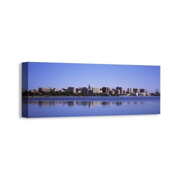 Easy Art Prints Panoramic Images's 'Buildings at waterfront, Lake Monona, Madison, Dane County, Wisconsin' Premium Canvas Art