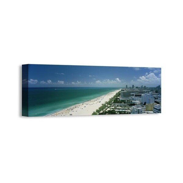 Easy Art Prints Panoramic Images's 'City at the beachfront, South Beach, Miami Beach, Florida, USA' Premium Canvas Art
