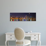 Easy Art Prints Panoramic Images's 'City skyline, Cubs World Series, Moonrise, Lake Michigan, Chicago, Illinois' Canvas Art
