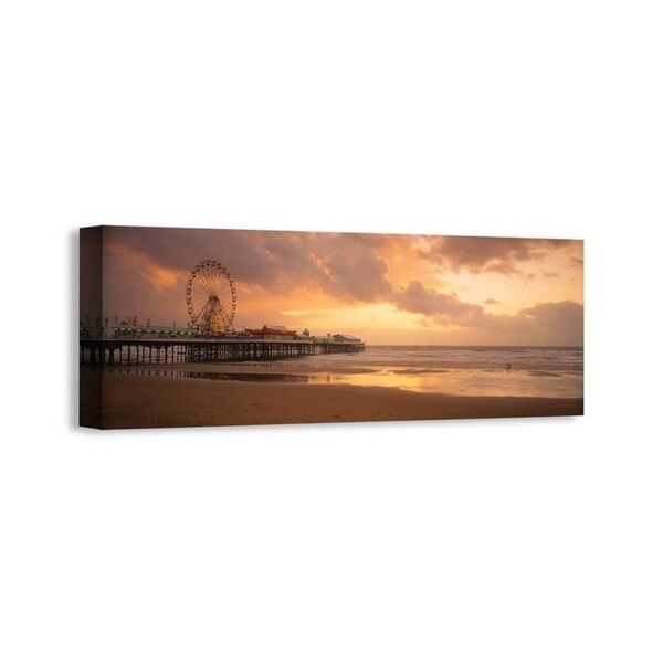 Easy Art Prints Panoramic Images's 'Ferris wheel near a pier, Central Pier, Blackpool, Lancashire, England' Premium Canvas Art