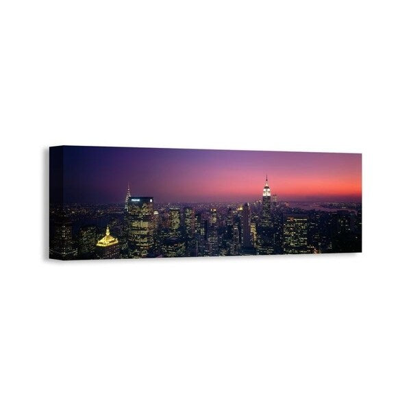 Easy Art Prints Panoramic Images's 'Twilight, Aerial, NYC, New York City, New York State, USA' Premium Canvas Art