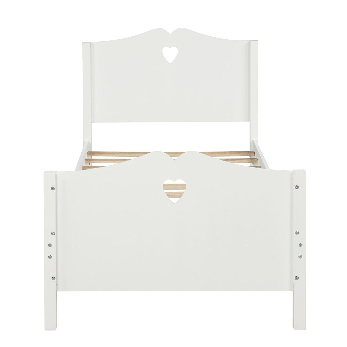 Easy Assemble Twin Platform Bed Frame with Love-Heart Shape Headboard