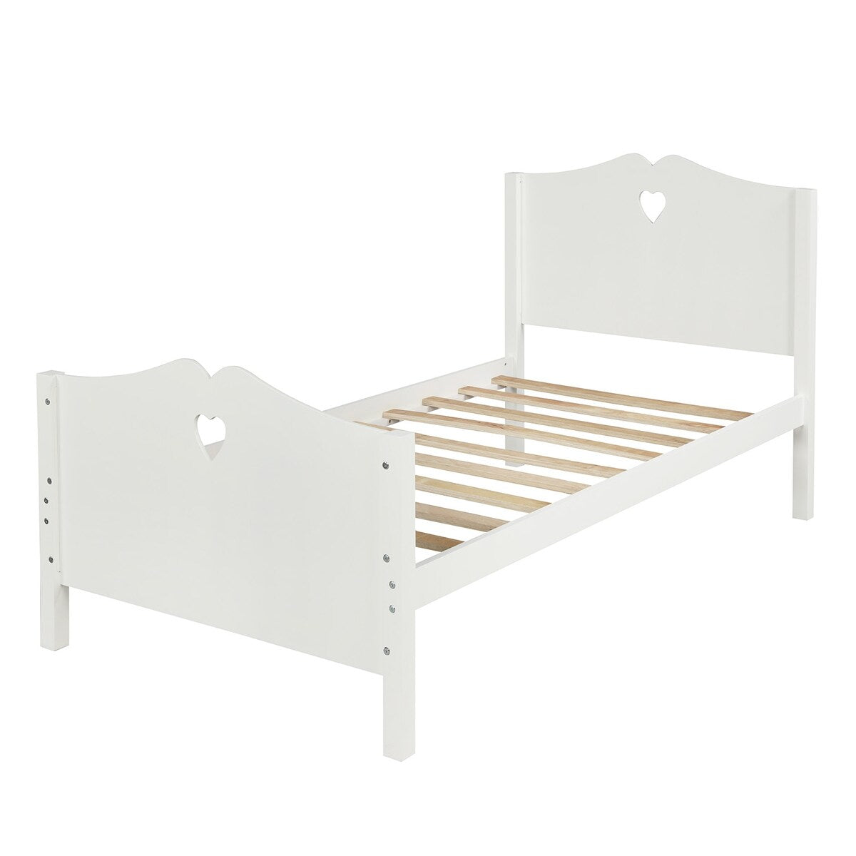 Easy Assemble Twin Platform Bed Frame with Love-Heart Shape Headboard