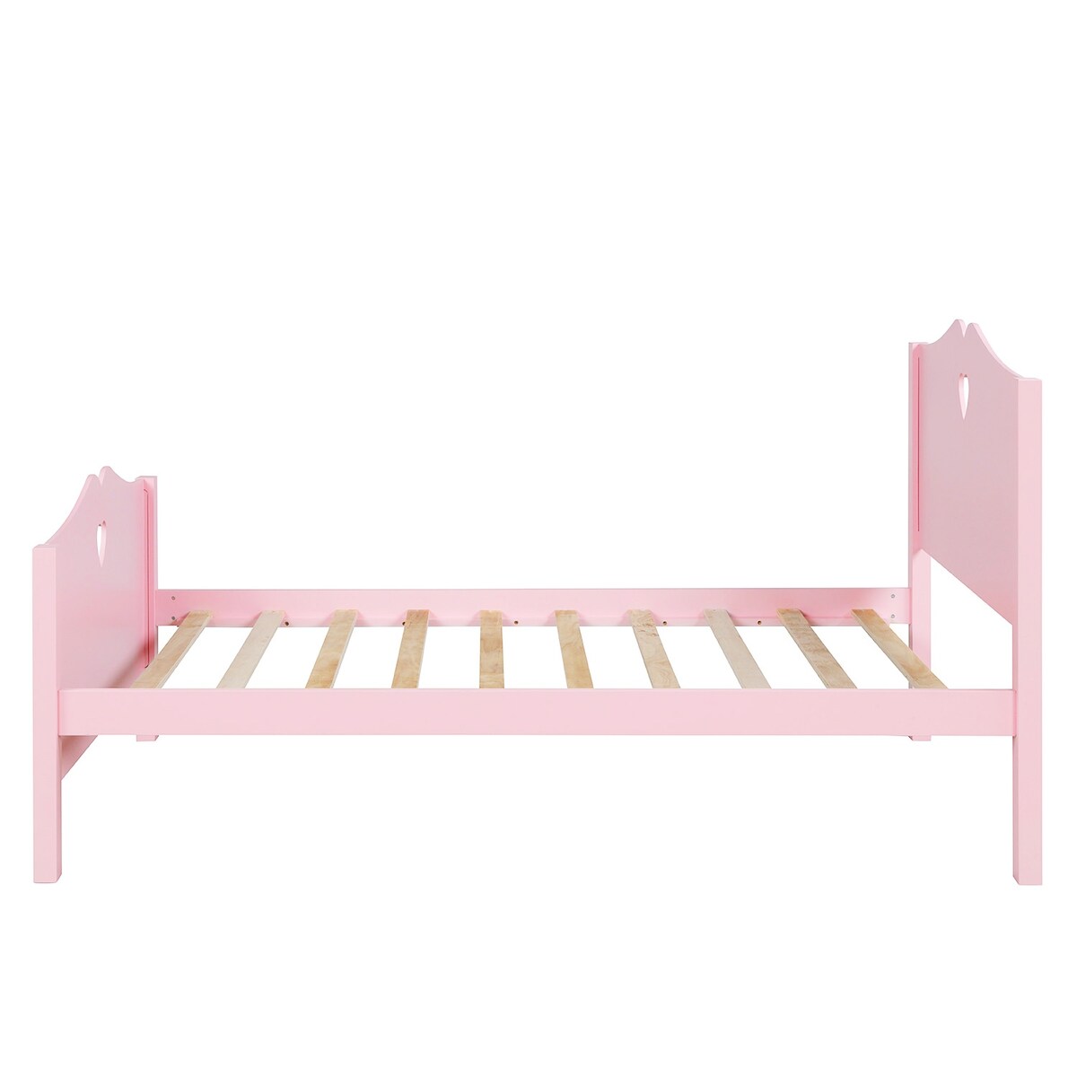 Easy Assemble Twin Platform Bed Frame with Love-Heart Shape Headboard