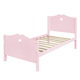 Easy Assemble Twin Platform Bed Frame with Love-Heart Shape Headboard
