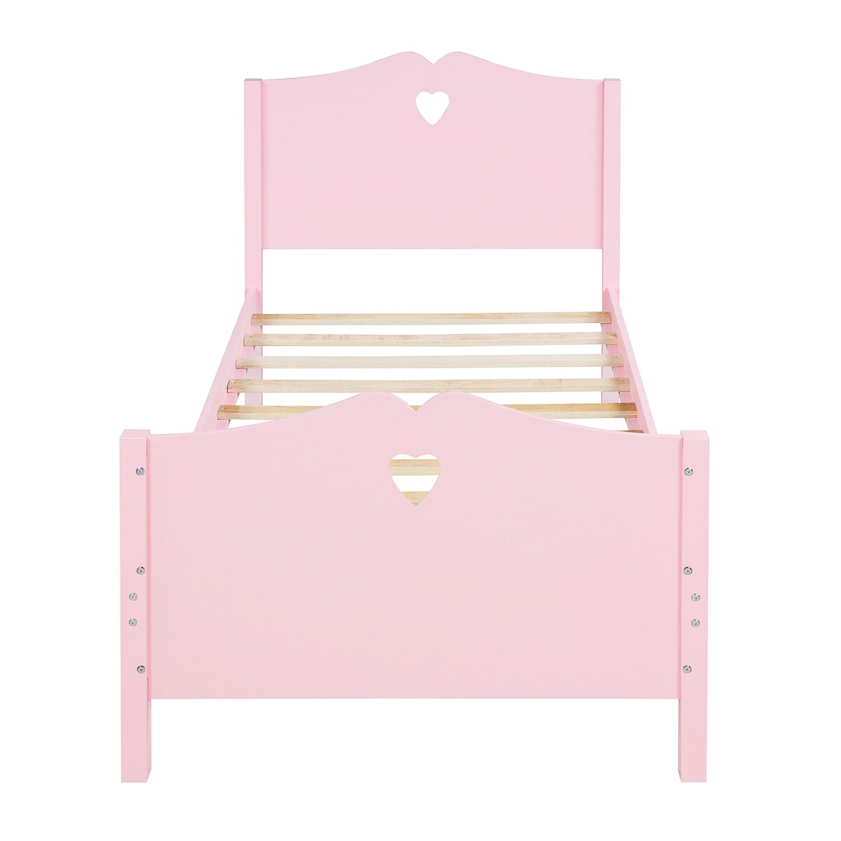 Easy Assemble Twin Platform Bed Frame with Love-Heart Shape Headboard