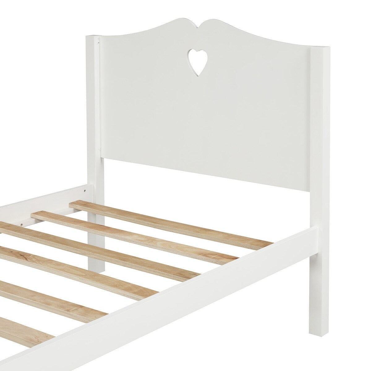 Easy Assemble Twin Platform Bed Frame with Love-Heart Shape Headboard