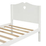 Easy Assemble Twin Platform Bed Frame with Love-Heart Shape Headboard
