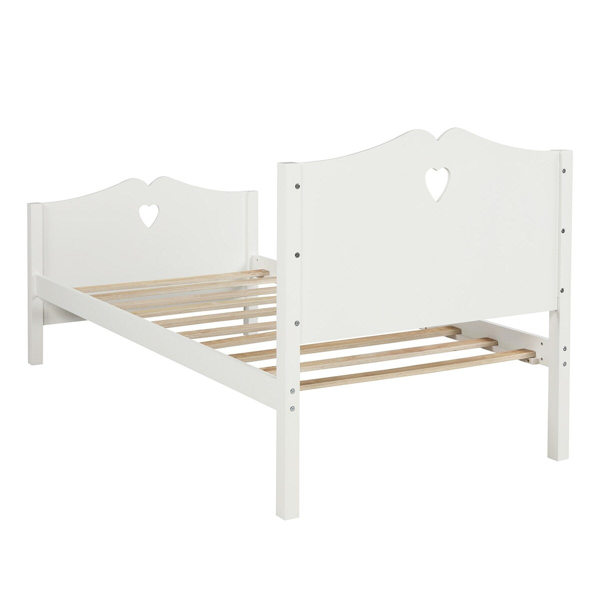Easy Assemble Twin Platform Bed Frame with Love-Heart Shape Headboard