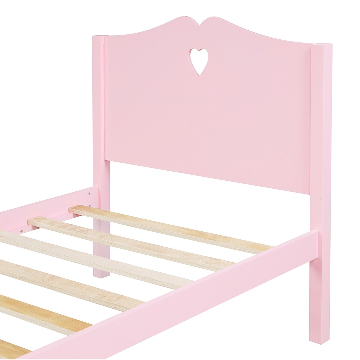 Easy Assemble Twin Platform Bed Frame with Love-Heart Shape Headboard