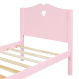 Easy Assemble Twin Platform Bed Frame with Love-Heart Shape Headboard