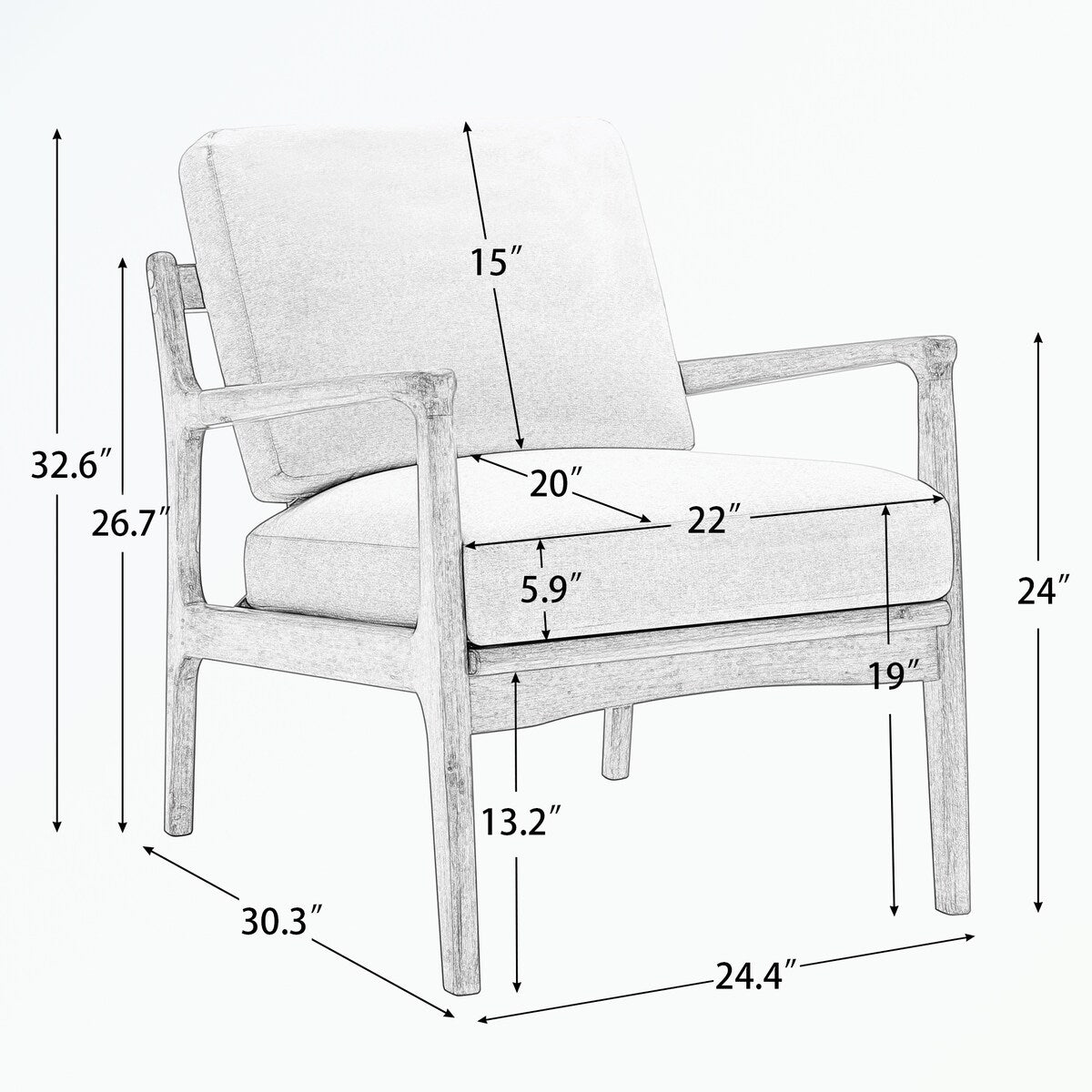 Easy Assembly Mid Century Modern Accent Chair