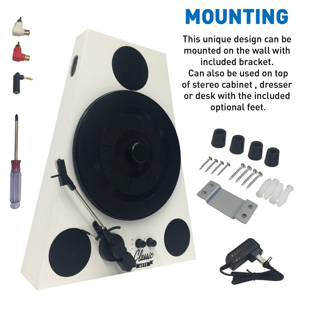 EasyGoProducts Vertical Bluetooth Turntable - 3 Speed Record Player