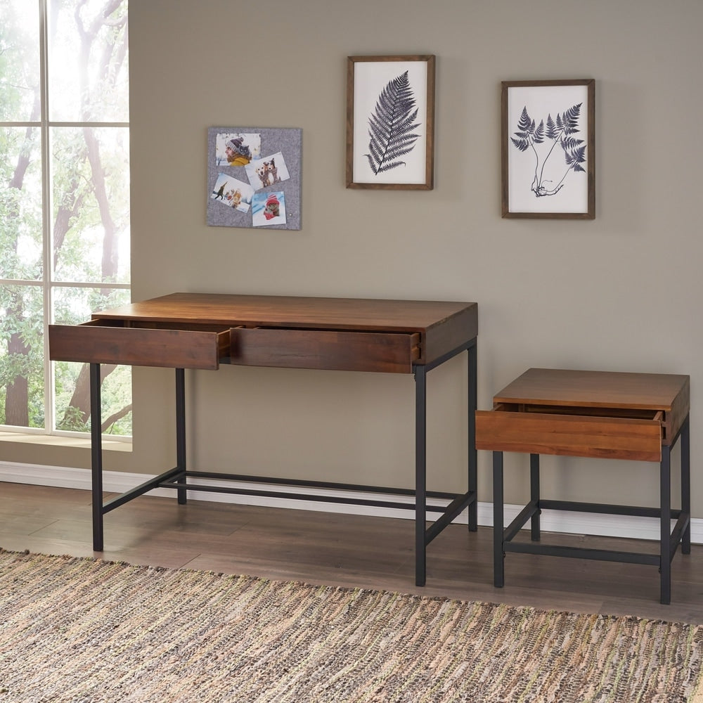 Ebany Industrial Acacia Wood 2-piece Storage Table Set by Christopher Knight Home