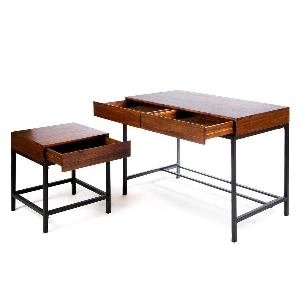 Ebany Industrial Acacia Wood 2-piece Storage Table Set by Christopher Knight Home