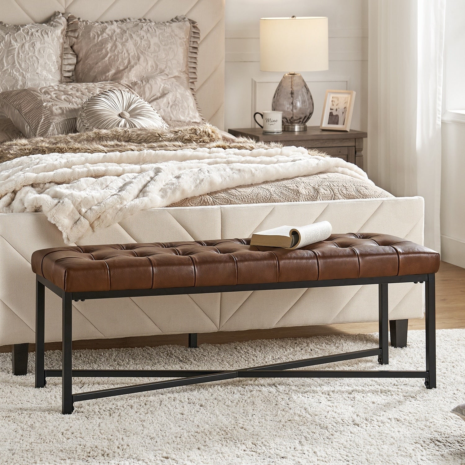 Overstock leather bench hotsell
