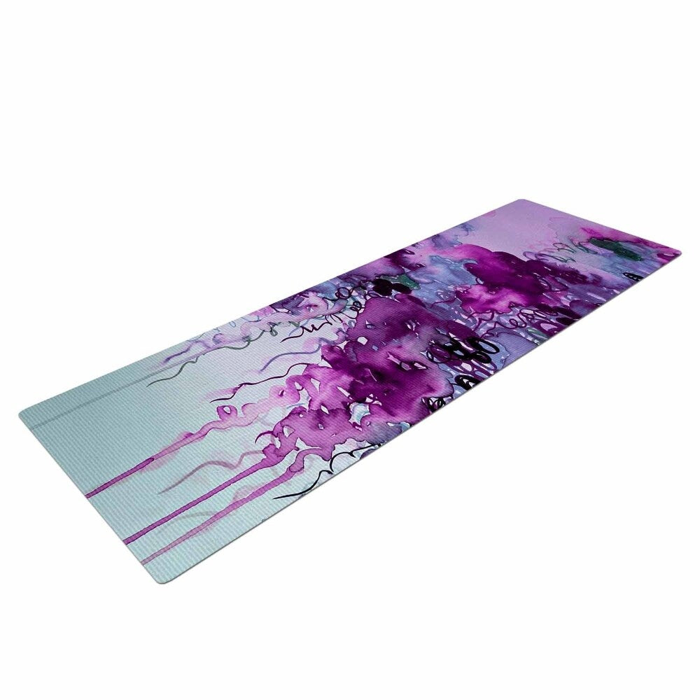 Ebi Emporium "Beauty In The Rain, Purple" Plum Lavender Yoga Mat - Purple