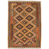 Ecarpetgallery Anatolian Ivory/ Yellow Handwoven Wool Kilim Rug