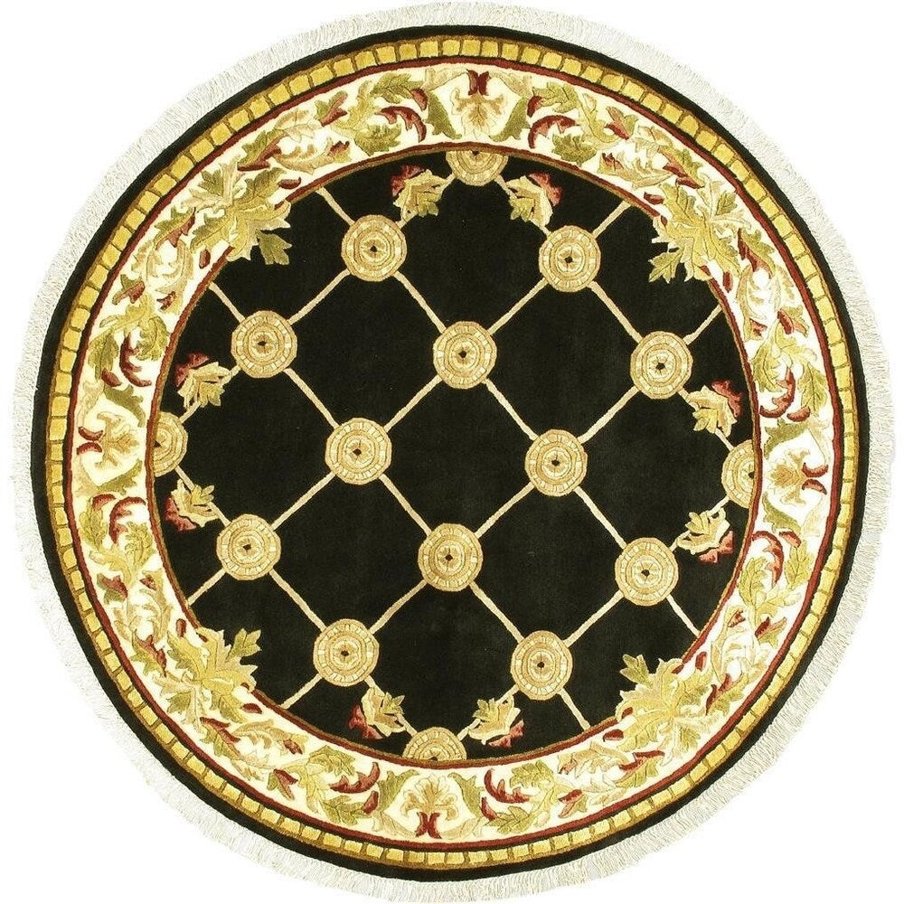 Ecarpetgallery Hand-knotted Opulence Black Wool Rug (5'8 x 5'8)