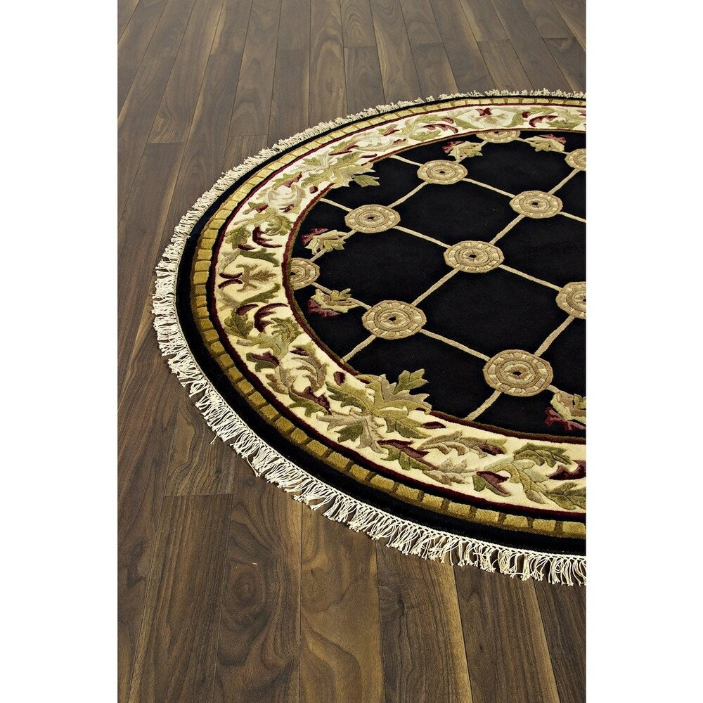 Ecarpetgallery Hand-knotted Opulence Black Wool Rug (5'8 x 5'8)