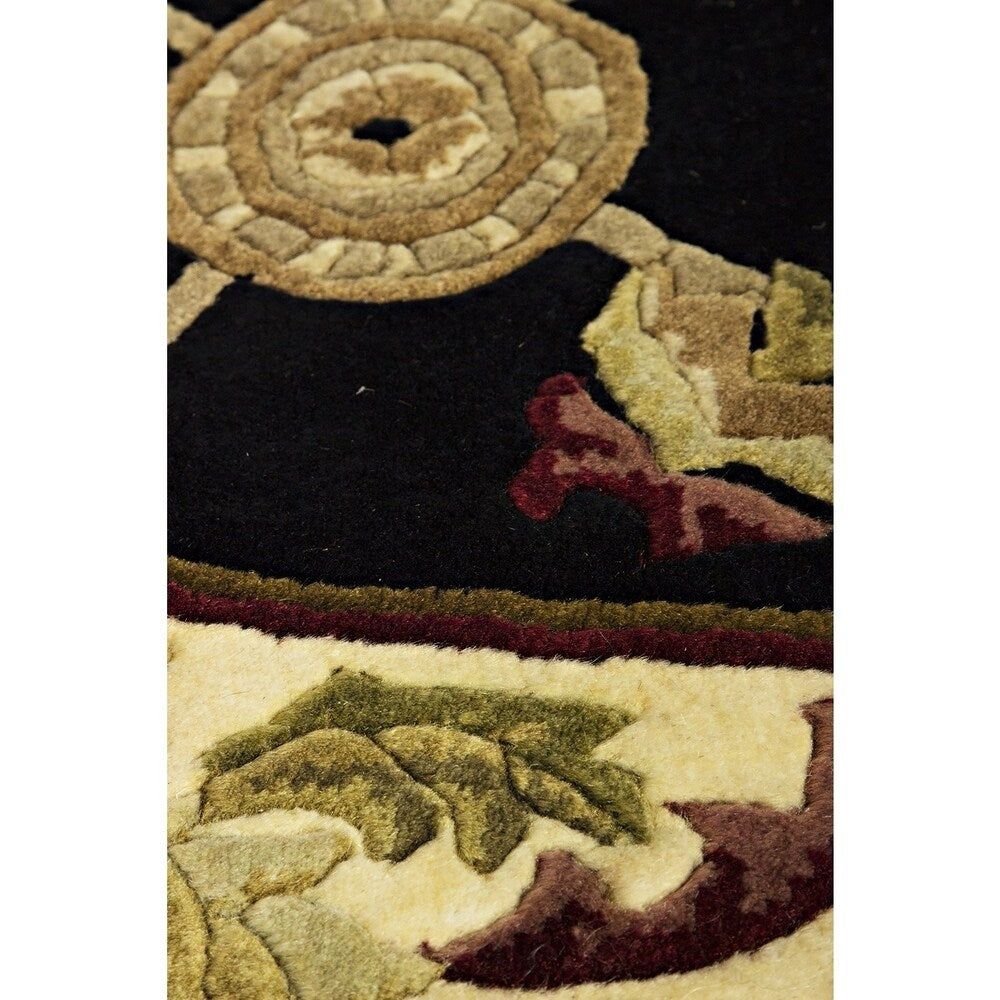 Ecarpetgallery Hand-knotted Opulence Black Wool Rug (5'8 x 5'8)