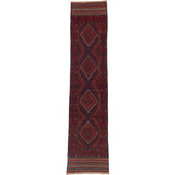 Ecarpetgallery Hand-knotted Tajik Caucasian Blue Red Wool Geometric Runner Rug (2' x 8'2)