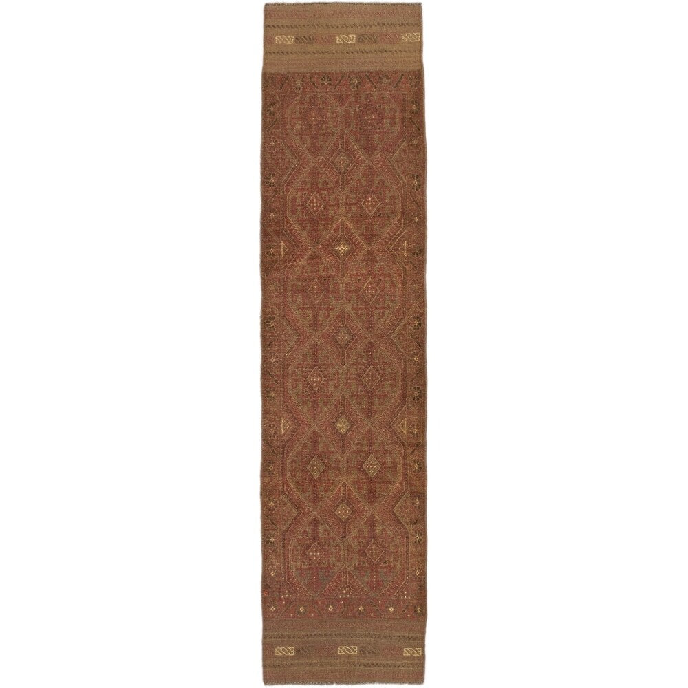 Ecarpetgallery Hand-knotted Tajik Caucasian Brown Wool Geometric Runner Rug (2'2 x 8'7)