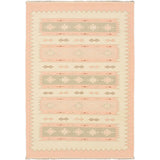 Ecarpetgallery Izmir Kilim Cream, Pale Weak Red Wool Open Field Kilim Rug