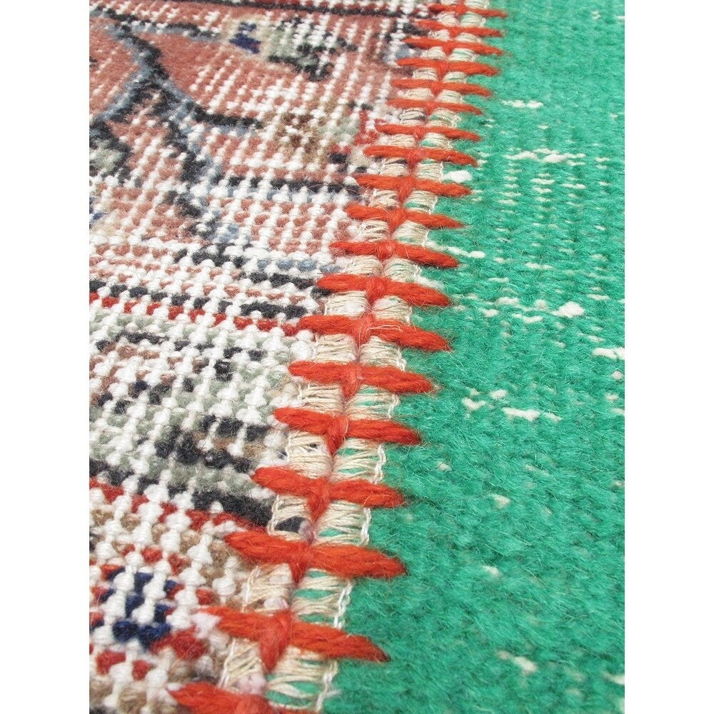 Ecarpetgallery Sunwash Patch Beige/ Green Wool Area Rug