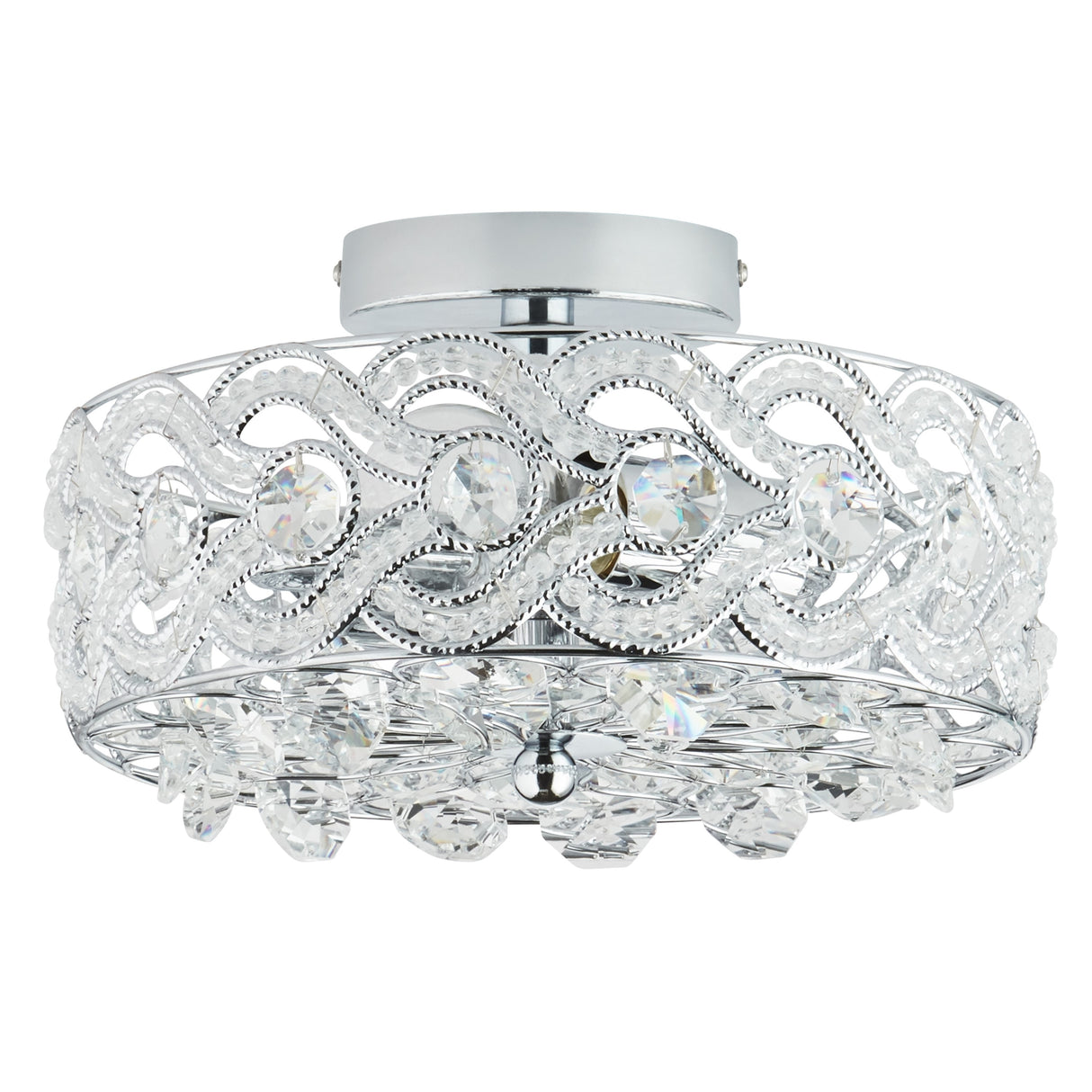 River of Goods Olivia Braided Metal and Crystal 11.5-inch Semi-Flush Mount Ceiling Light - 11.5" x 11.5" x 6.375"