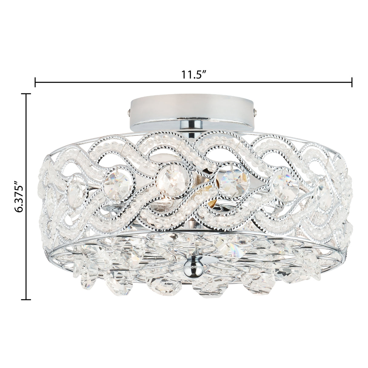 River of Goods Olivia Braided Metal and Crystal 11.5-inch Semi-Flush Mount Ceiling Light - 11.5" x 11.5" x 6.375"
