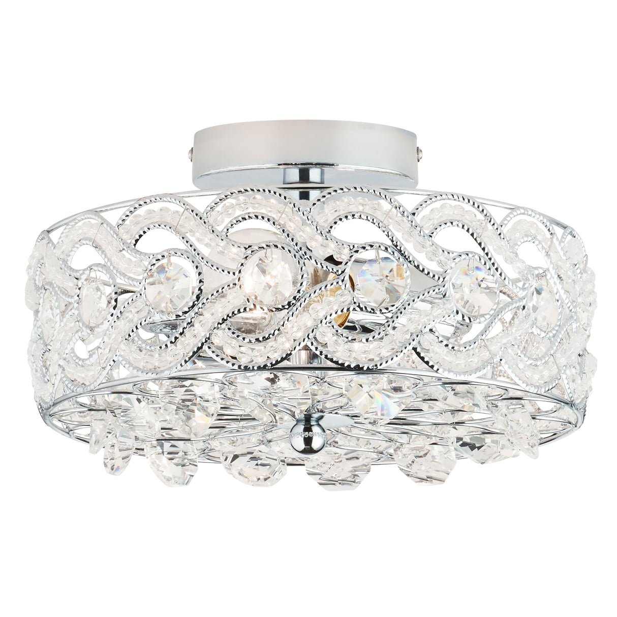 River of Goods Olivia Braided Metal and Crystal 11.5-inch Semi-Flush Mount Ceiling Light - 11.5" x 11.5" x 6.375"