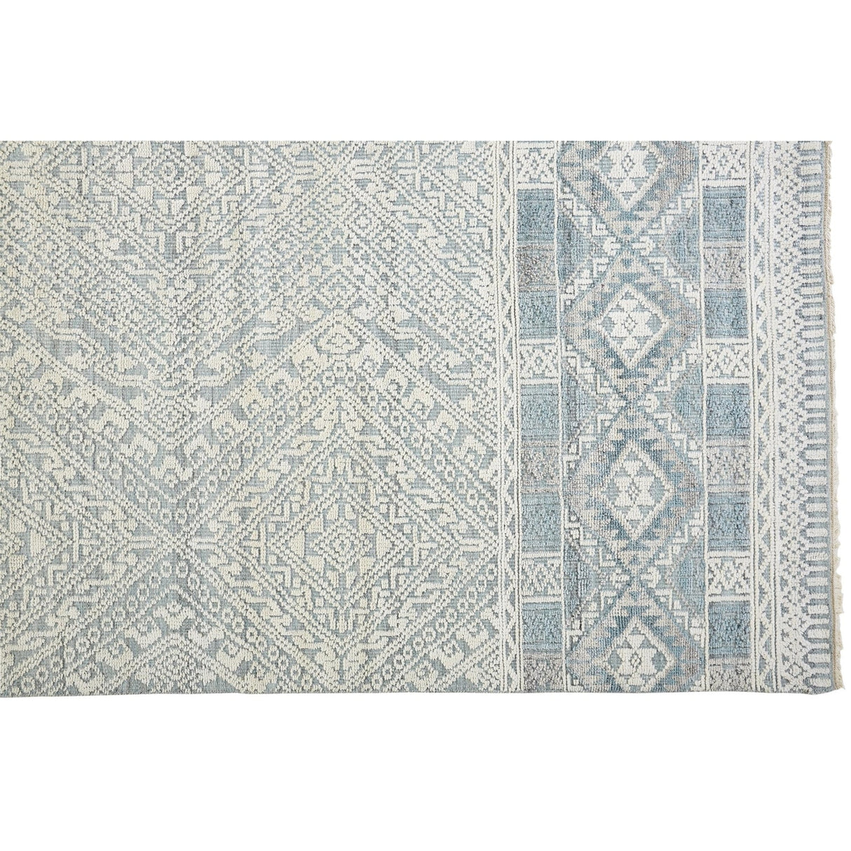 Eckhart Tribal Diamond Rug, Gray/Denim Blue, Area Rug