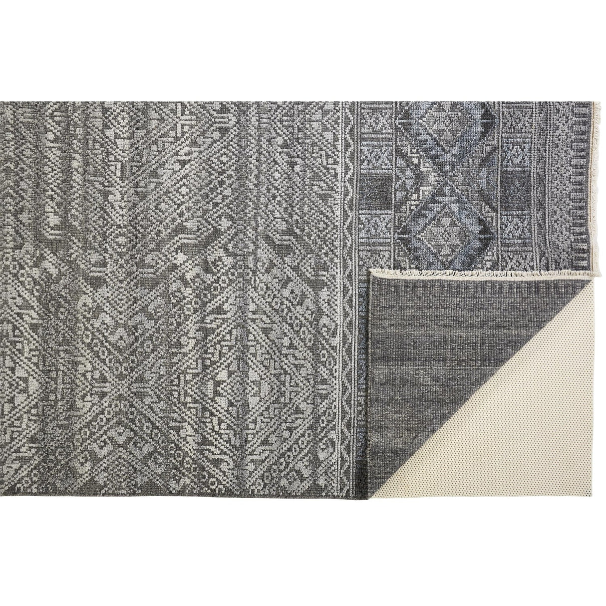 Eckhart Tribal Diamond Rug, Gray/Denim Blue, Area Rug