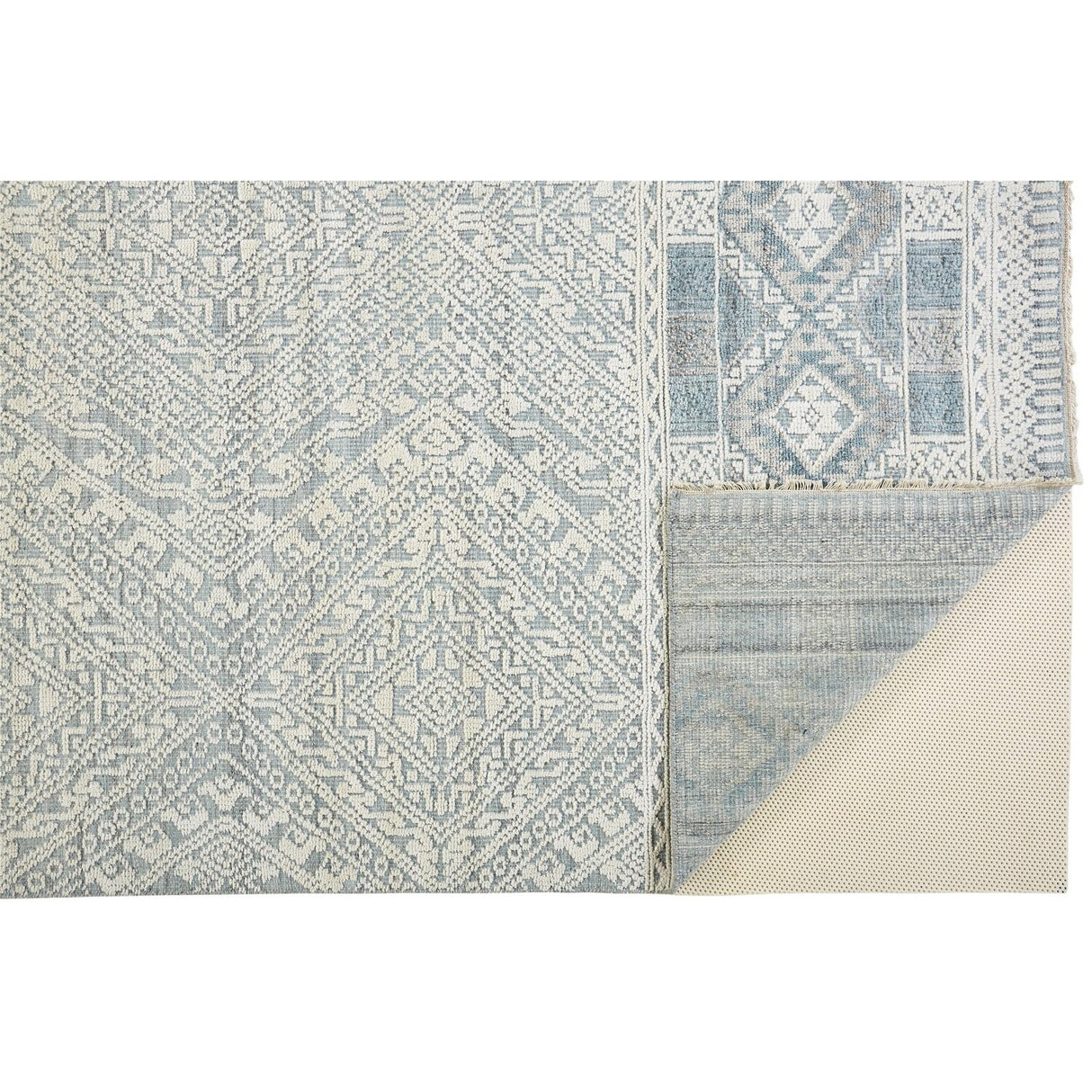 Eckhart Tribal Diamond Rug, Gray/Denim Blue, Area Rug
