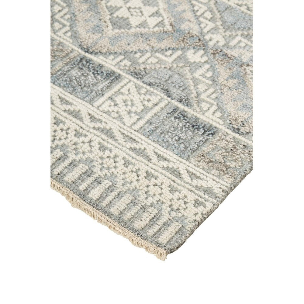 Eckhart Tribal Diamond Rug, Gray/Denim Blue, Area Rug
