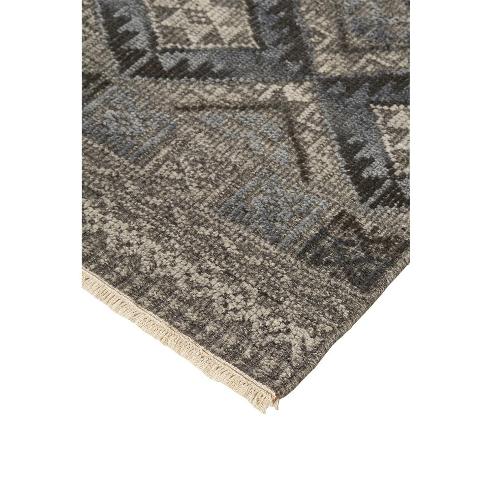 Eckhart Tribal Diamond Rug, Gray/Denim Blue, Area Rug