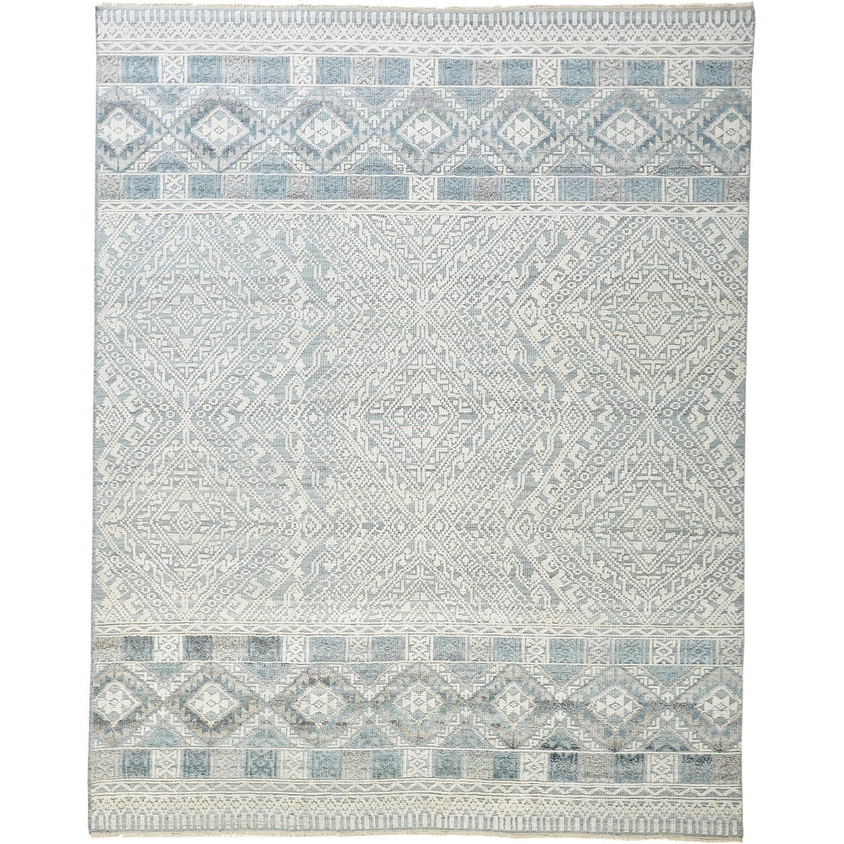 Eckhart Tribal Diamond Rug, Gray/Denim Blue, Area Rug