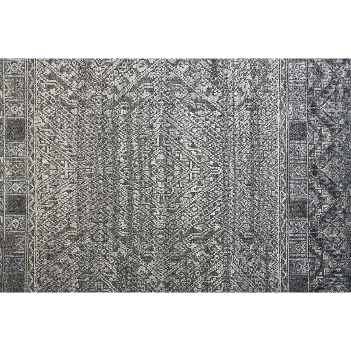 Eckhart Tribal Diamond Rug, Gray/Denim Blue, Area Rug