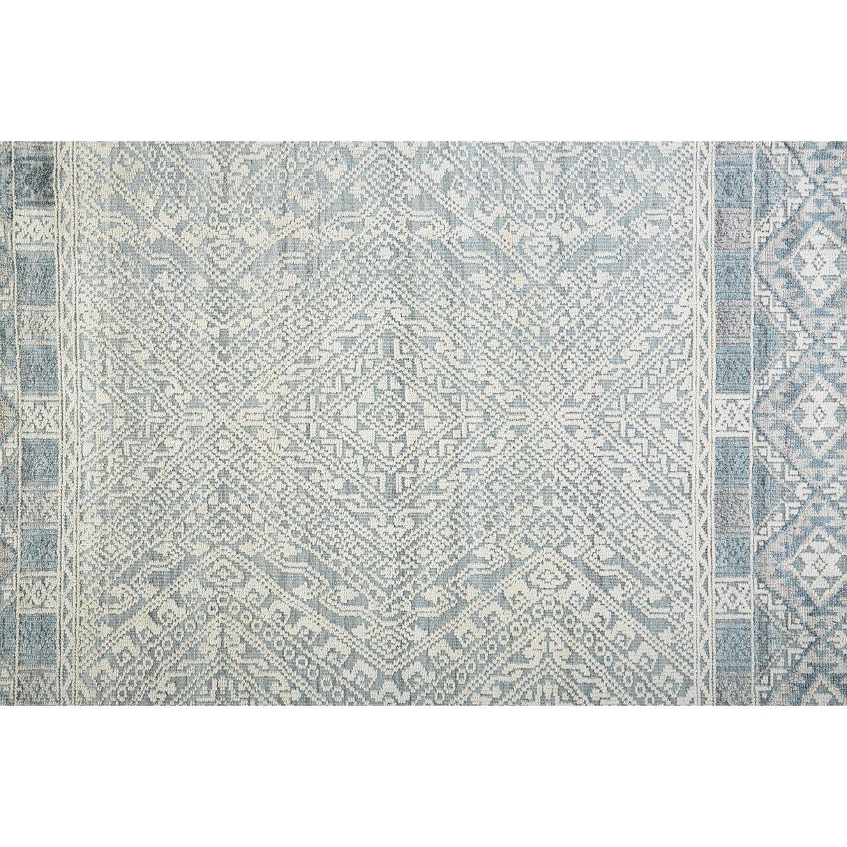 Eckhart Tribal Diamond Rug, Gray/Denim Blue, Area Rug