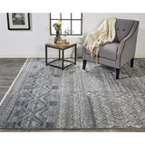 Eckhart Tribal Diamond Rug, Gray/Denim Blue, Area Rug