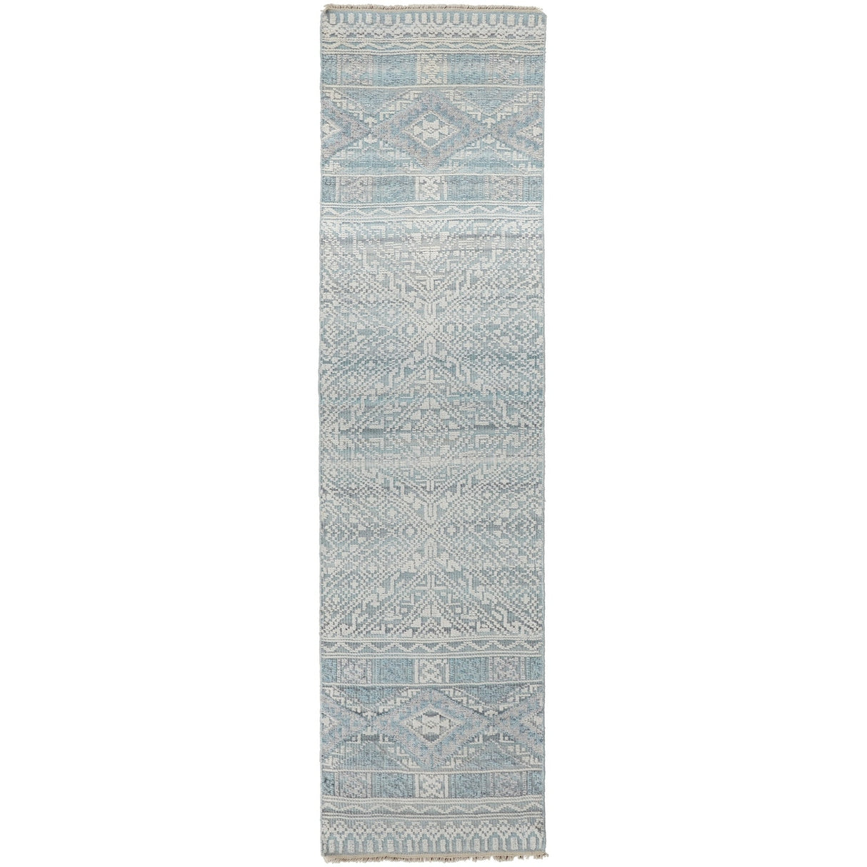 Eckhart Tribal Diamond Rug, Gray/Denim Blue, Area Rug