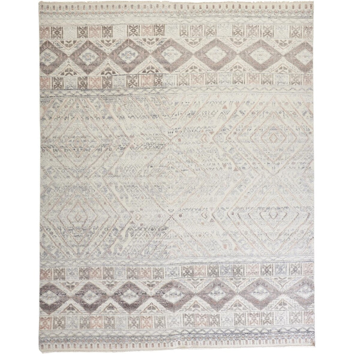 Eckhart Tribal Diamond Rug, Gray/Denim Blue, Area Rug